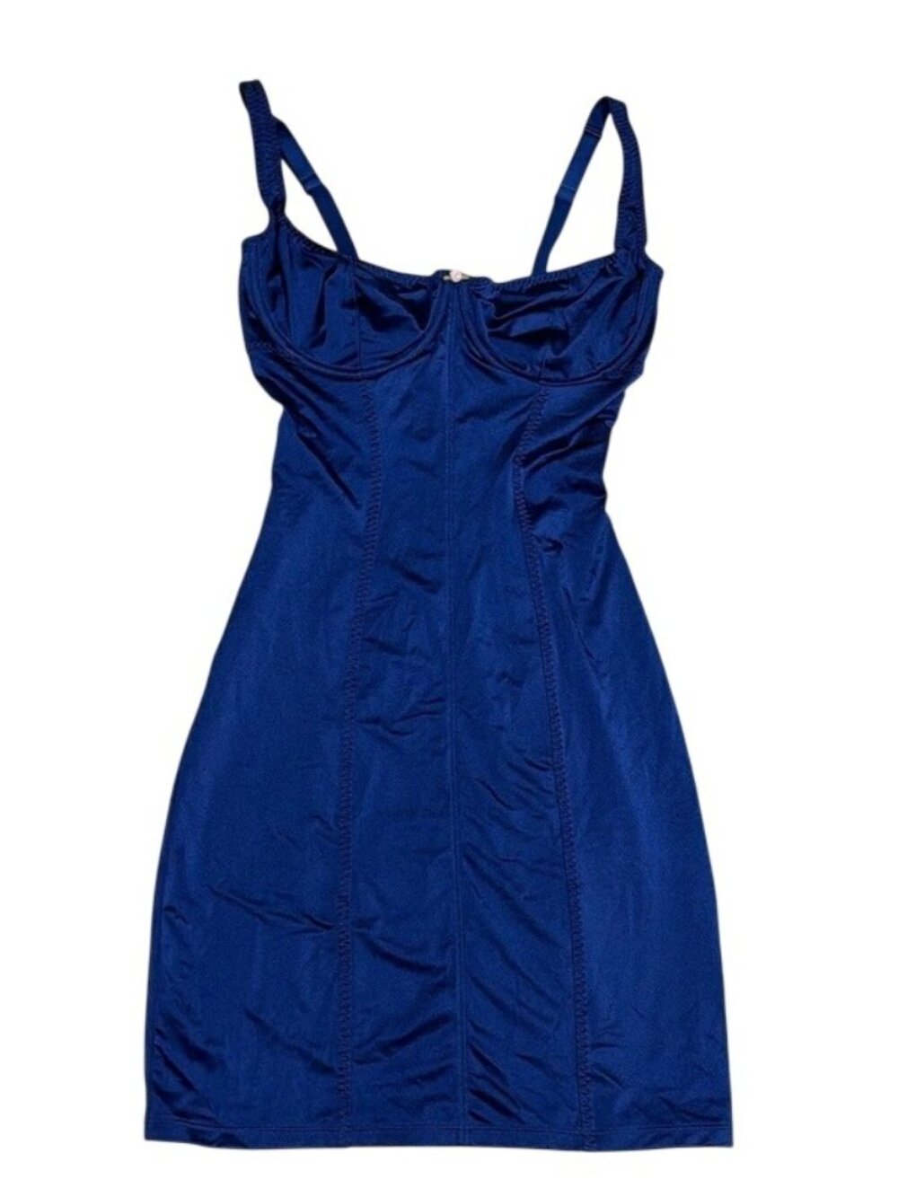 NWT Skims Stretch Satin Neptune Blue Slip Dress Skims Size M MSRP $128